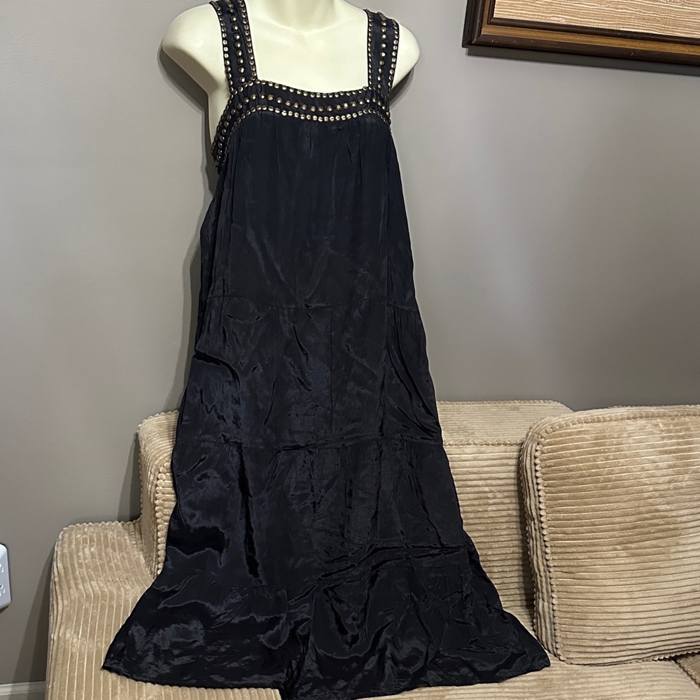 Anthropologie Muche Muchette Elegant Black Sleeveless Dress beaded straps size S